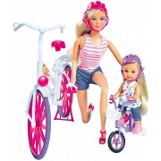 Simba 10 5733045 Кукла Штеффи и Эви на велосипедах, 29 и 12 см