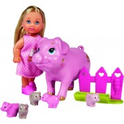 Simba 10 5733337 Кукла Эви со свинкой и поросятами 12 см