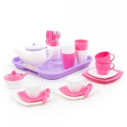 Набор детской посуды «Алиса» с подносом на 4 персоны (35 элементов) (в сеточке)