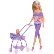 Simba 10 5733067 Кукла Штеффи с ребёнком, 29 см. и 5 см.